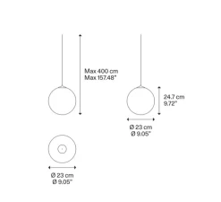 Suspension, Random solo 23 sans rosace, chrome, LED, dim, 3000K, 160 lm, Ø23cm, H23,7cm - Lodes