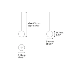 Suspension, Random solo 14 sans rosace, transparent, LED, dim, 3000K, 160 lm, Ø14cm, H14,7cm - Lodes