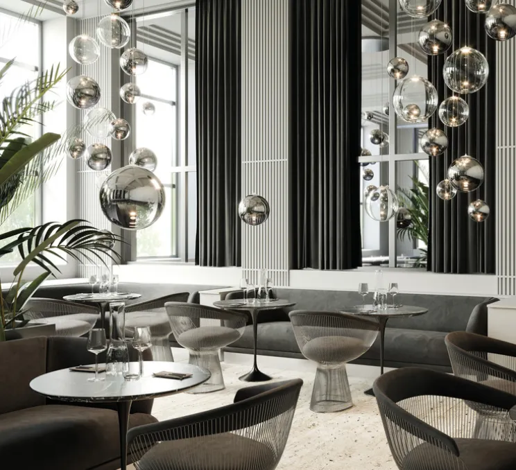 Suspension, Random solo 28 sans rosace, transparent, LED, dim, 3000K, 160 lm, Ø28cm, H28,7cm - Lodes