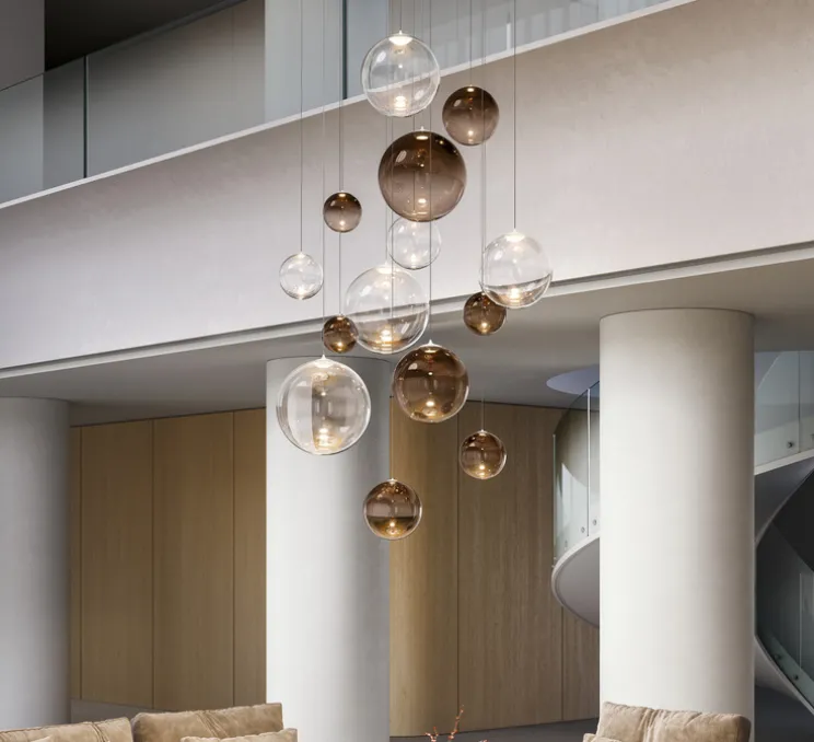 Suspension, Random solo 28 sans rosace, transparent, LED, dim, 3000K, 160 lm, Ø28cm, H28,7cm - Lodes