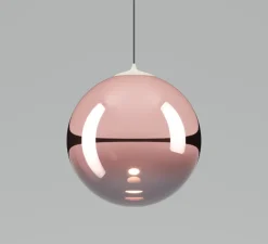 Suspension, Random solo cluster 5 pièces avec rosace, rose, transparent, LED, dim, 2700K, 450 lm, Ø38cm, H130cm - Lodes