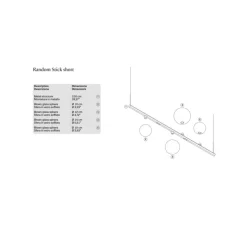 Suspension, Random Stick Short, gris fumé, cristal et chrome, tube laiton, LED, dim, 2700K, 1500 lm, L100cm, H2cm - Lodes