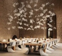 Suspension, Random Triple sans rosace, verre transparent, chrome, LED, dim, 3000K, 480 lm, Ø29cm, H79,5cm - Lodes