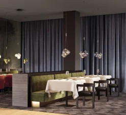 Suspension, Random Triple sans rosace, verre transparent, chrome, LED, dim, 3000K, 480 lm, Ø29cm, H79,5cm - Lodes