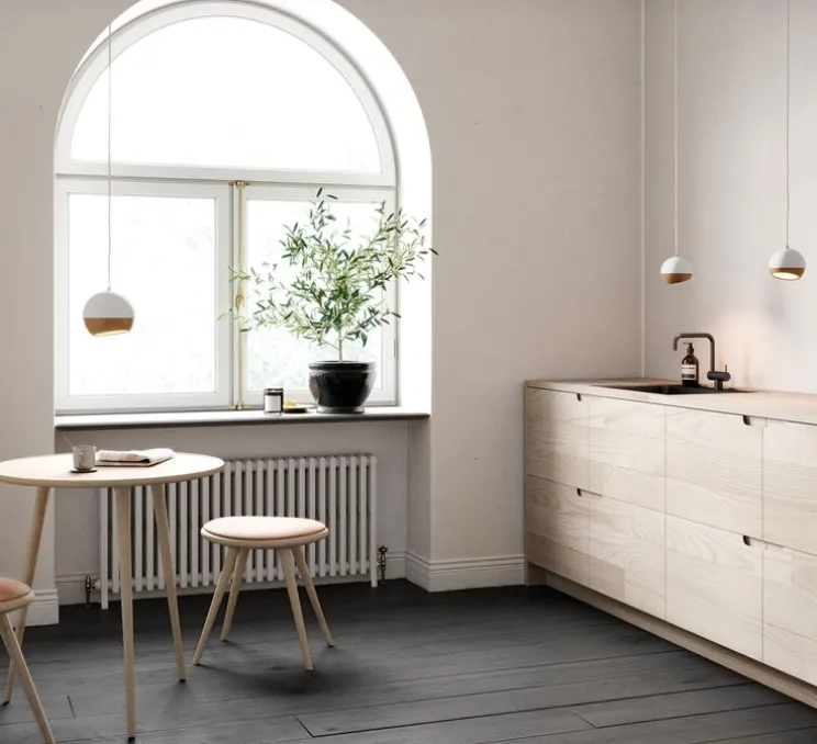 Suspension, Ray M, bois, chêne, métal, blanc, Ø15,3cm, H15,3cm - Mater