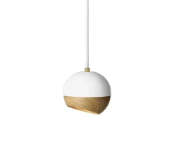 Suspension, Ray S, bois, chêne, métal, blanc, Ø11,9cm, H11,9cm - Mater