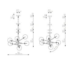 Suspension, RD15 6 Arms, laiton, Ø138,9cm, H83,9cm - Schwung
