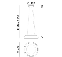 Suspension, Reflexio, Blanc gaufré, LED, dim, 3000K, 3430 lm, Ø46,2cm, H9,4cm - Stilnovo