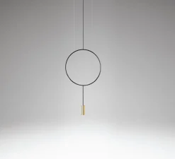 Suspension, Revolta T-3635S-W, noir et or satiné, LED, dim, 2700K, 725 lm, Ø38cm, H68,9cm - Estiluz