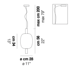 Suspension, Riflesso 2, transparent, laiton, LED, dim, 2700k, 1500 lm, Ø28cm, H56cm - Vistosi