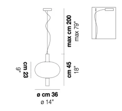 Suspension, Riflesso 1, transparent, laiton, LED, dim, 2700k, 1500 lm, Ø36cm, H45cm - Vistosi