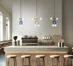 Suspension, Rigoberta duo super curved, jaune trafic, rose clair, L49,5cm, H42cm - Robin