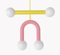 Suspension, Rigoberta duo super curved, jaune trafic, rose clair, L49,5cm, H42cm - Robin