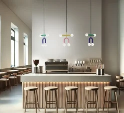 Suspension, Rigoberta duo super curved, vert trafic, bleu outremer, L49,5cm, H42cm - Robin