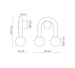 Suspension, Rigoberta duo super curved, vert trafic, bleu outremer, L49,5cm, H42cm - Robin