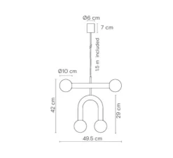 Suspension, Rigoberta duo super curved, or, L49,5cm, H22cm - Robin