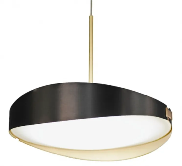 Suspension, Ring, cable textile, graphite satiné et laiton satiné, LED, Ø50cm, H44cm - CVL
