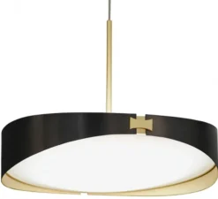 Suspension, Ring, cable textile, graphite satiné et laiton satiné, LED, Ø50cm, H44cm - CVL