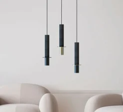 Suspension, Rita , béton, noir mat, Ø6cm, H41cm - Robin