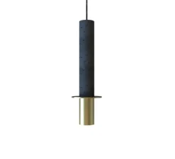 Suspension, Rita, noir mat, disque et base laiton, L6cm, H41cm - Robin