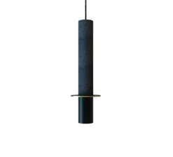 Suspension, Rita, noir mat, disque laiton, L6cm, H41cm - Robin