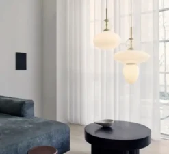 Suspension, Rizzatto 43, laiton satiné, opal, Ø40cm, H62,6cm - Nuura