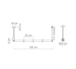 Suspension, Roseline, or, LED, 3000K, 1300 lm, L132cm, H5cm - Robin