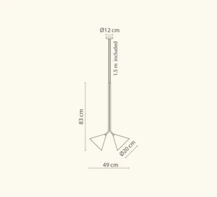 Suspension, Rubi Duo, noir et or, Ø20cm, H82cm - Robin