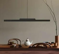 Suspension, Rudi, noir mat, LED, 3000K, 5400 lm, L120cm, H8,5cm - Robin