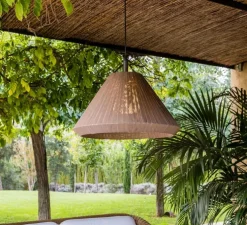 Suspension, Saigon Out, gris, marron, IP44, Ø67cm, H68cm - Faro