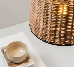 Suspension, Saipan, noir, rotin, Ø22,5cm, H17cm - Faro