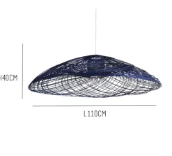 Suspension, Satelise L, rotin bleu, Ø110cm, H40cm - Forestier