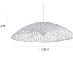 Suspension, Satelise L, rotin blanc, Ø110cm, H40cm - Forestier