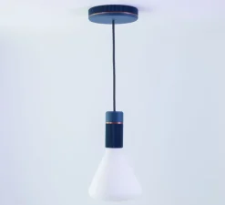 Suspension, Sati Sophie Bronze, bleu, Ø4,7cm, H9,5cm - Alucyne