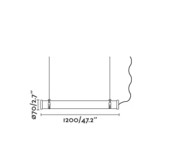 Suspension, Scuba 36W, chrome, IP66, LED, 3000K, 5760 lm, Ø7cm, l120cm - Faro