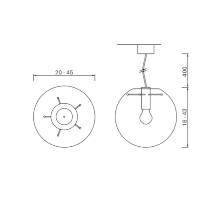 Suspension, Selene 35, transparent, noir, Ø35cm - Classicon