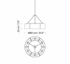 Suspension, Sexta 12, blanc, Ø128cm, H20cm - Santa & Cole