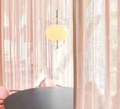 Suspension, Shahin, Opal, doré, transparent, Ø23cm, H39cm - Design by us