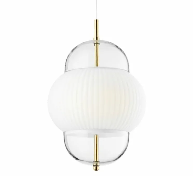 Suspension, Shahin XL, Opal, doré, transparent, Ø38cm, H65cm - Design by us