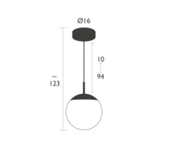Suspension, Simple D25 MOOON! , Noir Carbone, IP42, LED, 5000K, 1000 lm, Ø25cm, H123cm - Fermob