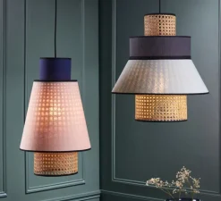 Suspension, Singapour GM, vert amande, gris, cannage, L42cm, Ø44cm - Market Set