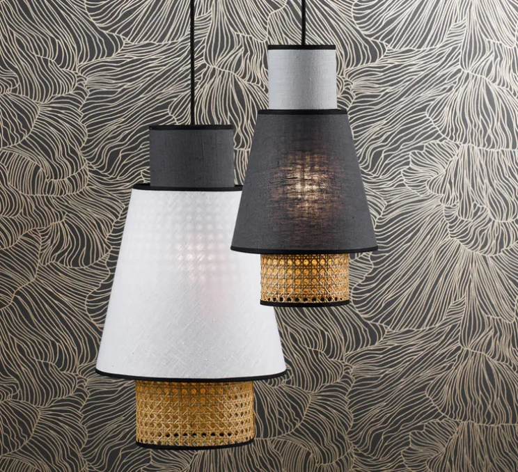 Suspension, Singapour S, gris, blanc, cannage, Ø30cm, H49,5cm - Market Set