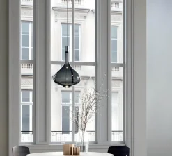 Suspension, Sky-Fall large sans rosace, glossy smoke, LED, 2700K, 1815 lm, Ø36cm, H52cm - Lodes