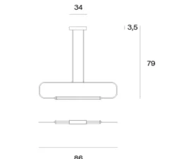 Suspension, Skylines Linear Small, noir, LED, dim, 2700/3000K, 780 lm, L86cm, H79cm - Lumen Center Italia
