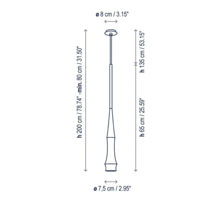 Suspension, Slend 01, blanc, Ø7,5cm, H65cm - Bover