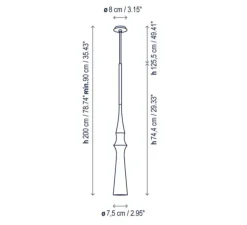 Suspension, Slend 03, noir ébène, Ø7,5cm, H74,4cm - Bover