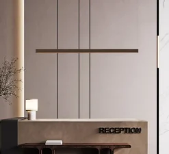 Suspension, Slim, bois, noyer, LED, DALI, dim, 2700K, 1300 lm, L114cm, H4cm - Tunto