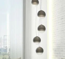 Suspension, Smoke 2, verre fumé, LED, 2700K, 2500lm, Ø35cm, H35cm - PANZERI