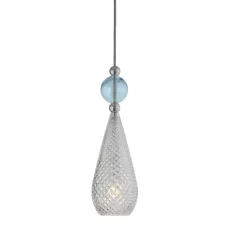 Suspension, Smykke Crystal check/ topaz blue ball, M , transparent, Ø12,5cm, H40cm - Ebb and Flow
