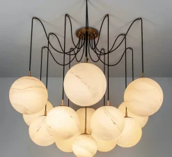 Suspension, Spider, Laiton laqué bruni, marbre, Ø159cm, H133,7cm - Schwung